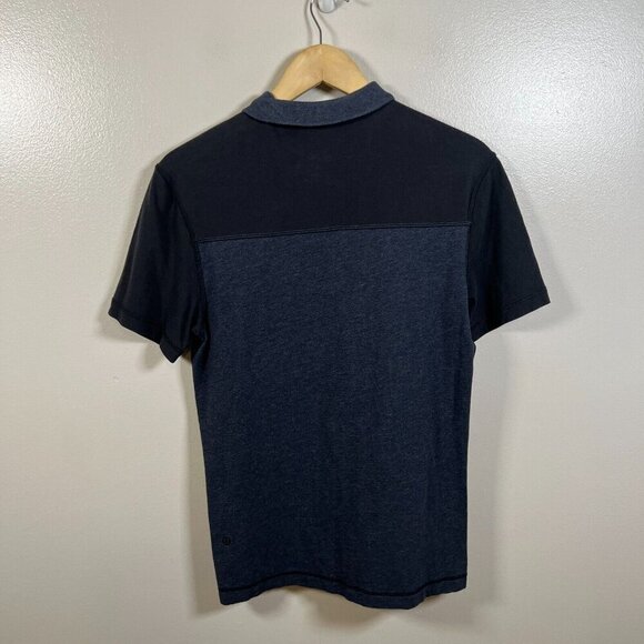 Lululemon Union Polo Shirt Mens Size XS? Heathered Inkwell Blue Black Work Golf - Picture 2 of 8